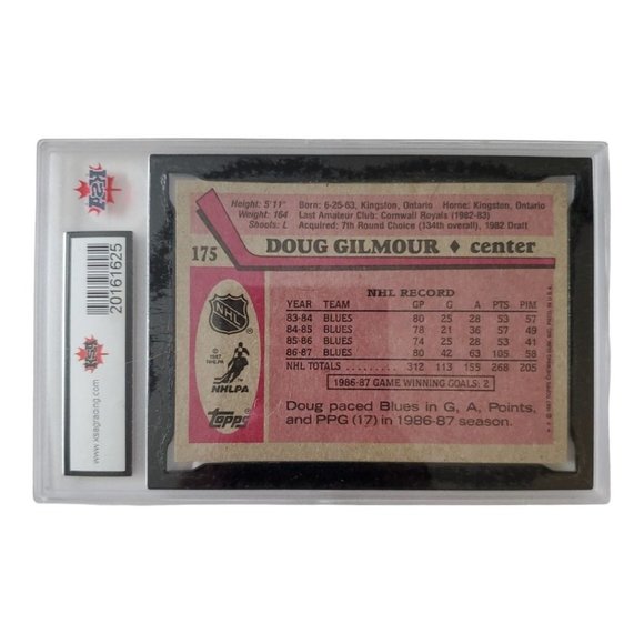 KSA graded TOPPS #175 Doug Gilmour hockey card - Picture 2 of 2